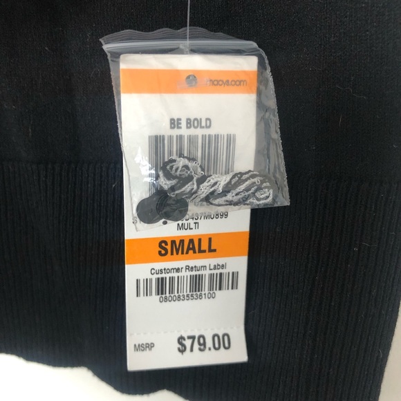 INC Macy’s holiday Sweater Top sequined Black and white color block size S - Picture 7 of 8